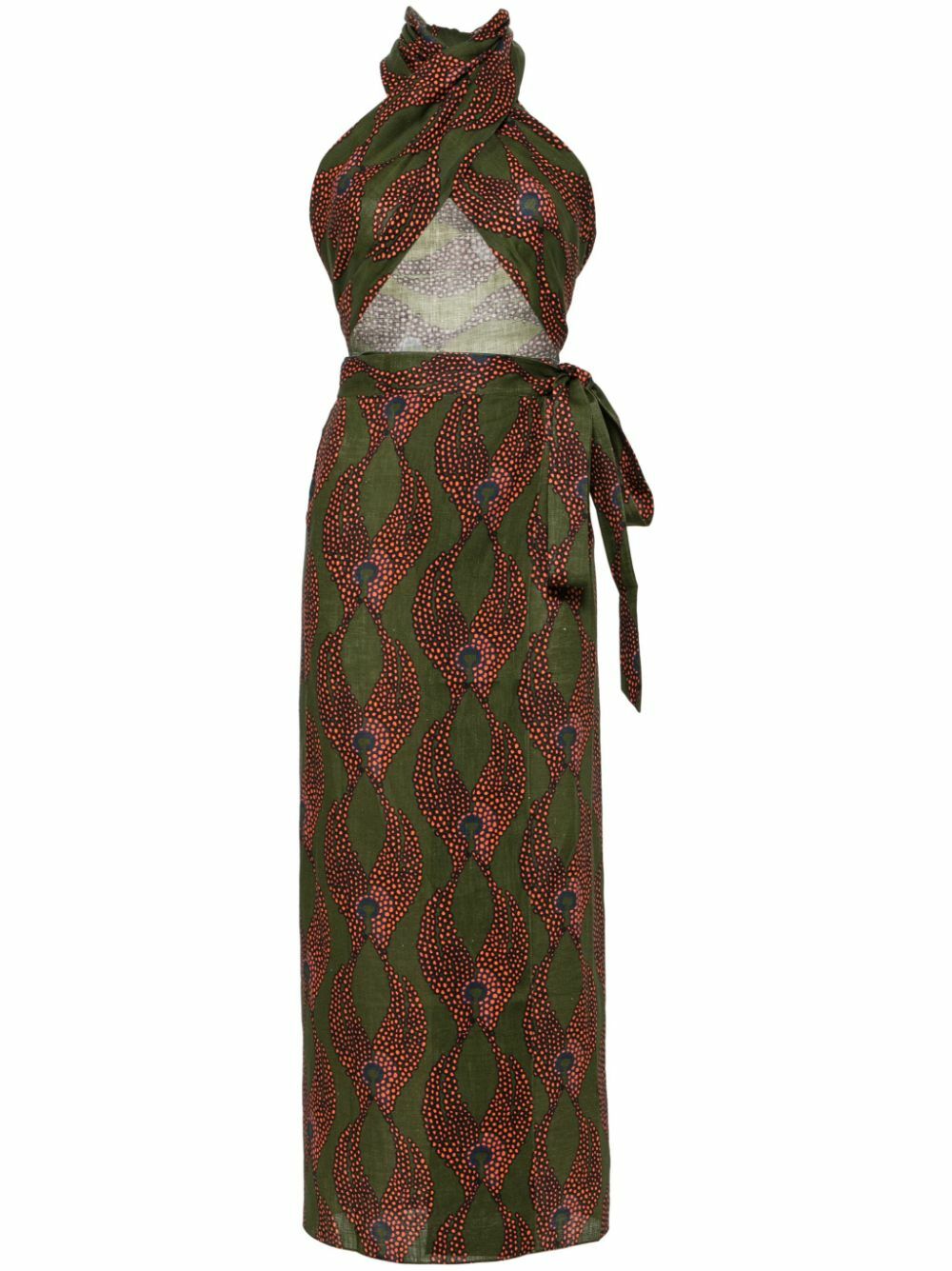 Maison La Plage Green Ravello Linen Wrap Skirt