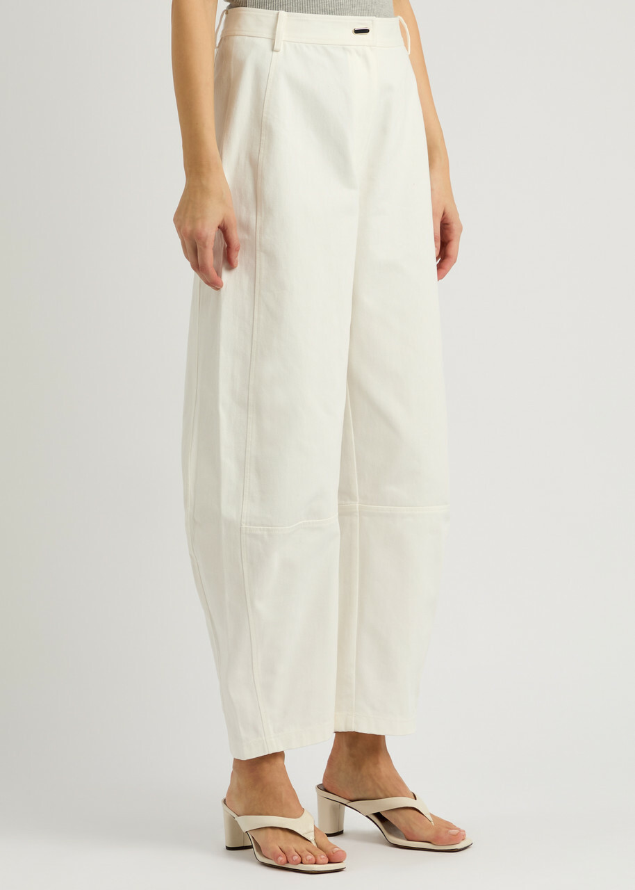 Clea Apollo Barrel-leg Cotton Trousers Cream