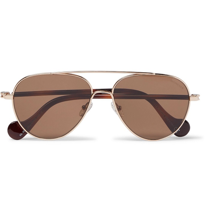 Photo: MONCLER - Aviator-Style Gold-Tone and Tortoiseshell Acetate Sunglasses - Brown