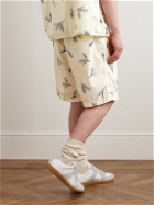 nanamica - Easy Straight-Leg Printed Cotton-Blend Drawstring Shorts - White