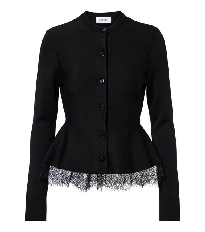 Photo: McQueen Lace-trimmed peplum cardigan