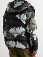 Moncler - Quilted Printed Shell Hooded Down Jacket - Gray