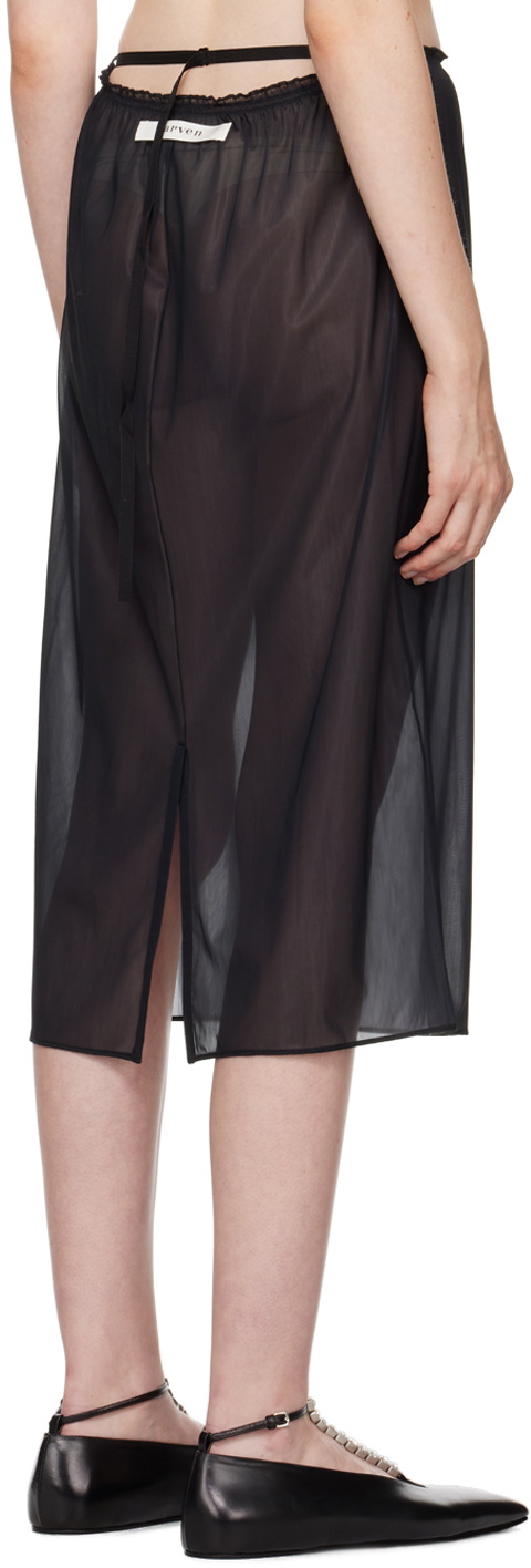 Carven Black Sheer Midi Skirt