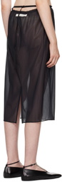 Carven Black Sheer Midi Skirt