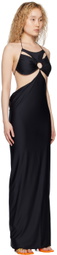 FAL-ASH Black Open Back Maxi Dress