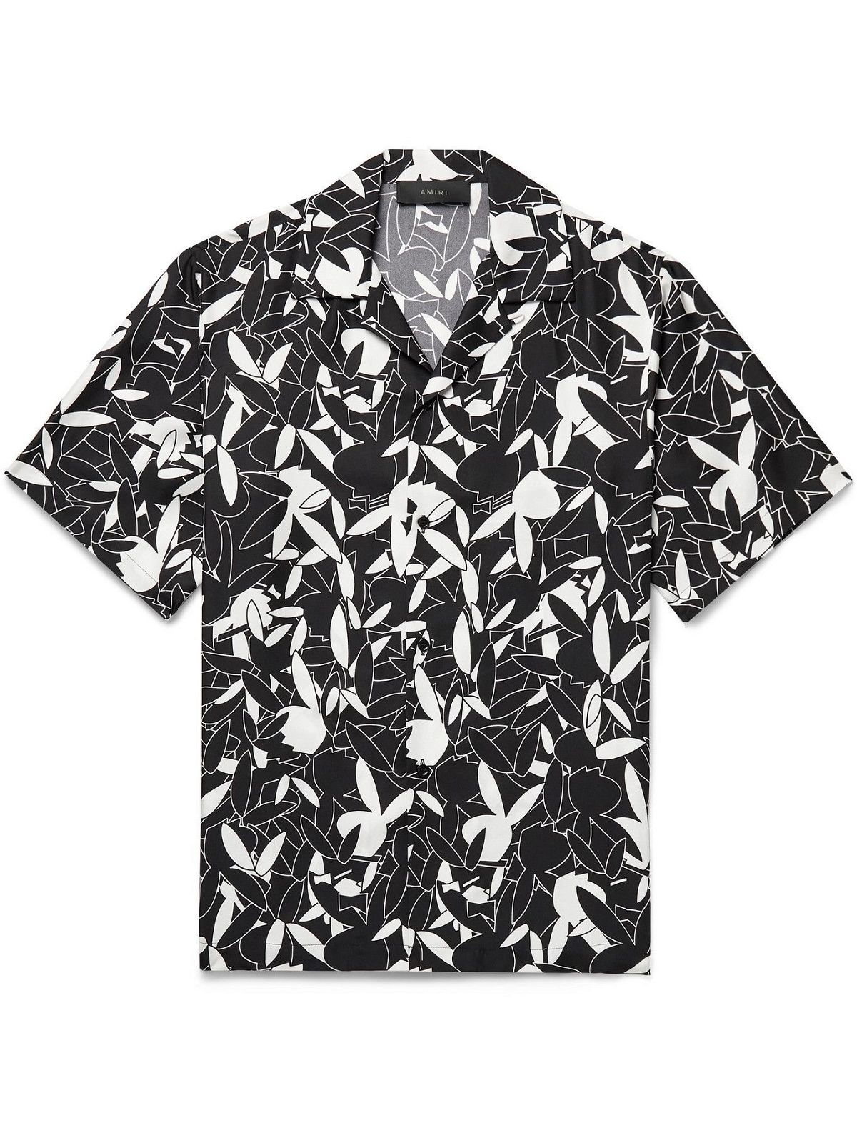 Amiri Monochrome Logo-print Silk-twill Shirt In Black