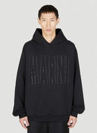 Logo Stitched Hooded Sweatshirt in Black