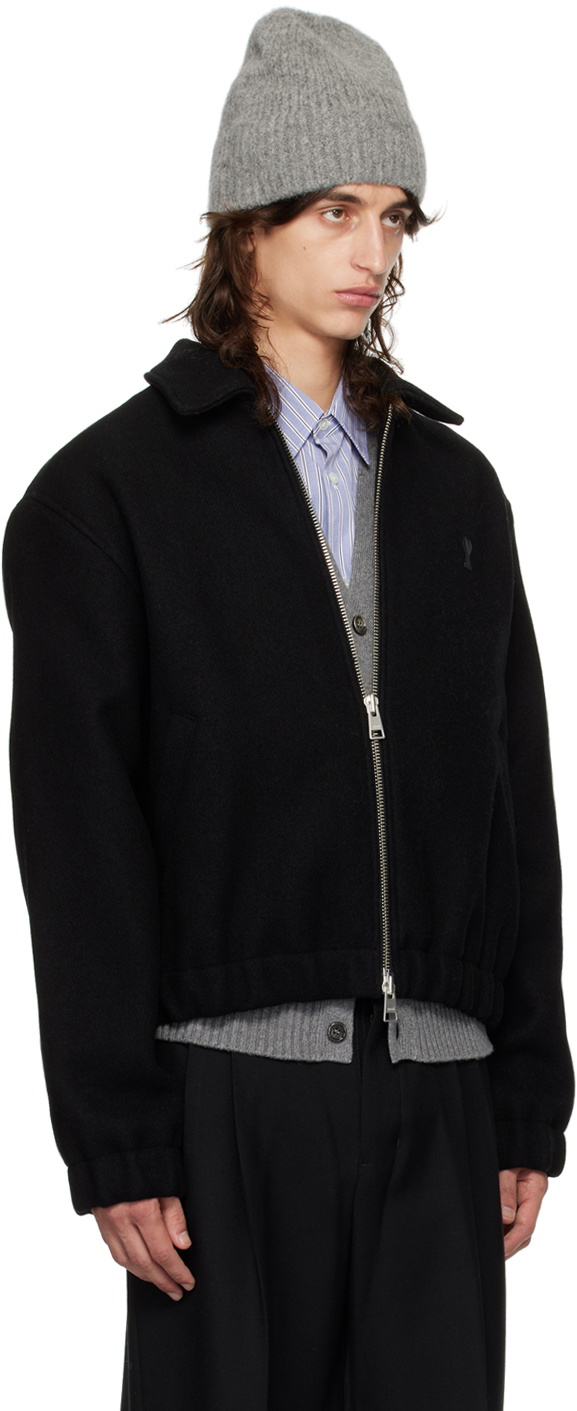 AMI Paris Black Ami De Coeur Zipped Jacket AMI