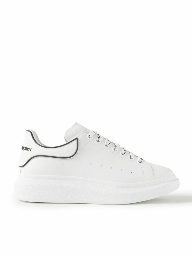 Photo: McQueen - Exaggerated-Sole Leather Sneakers - White
