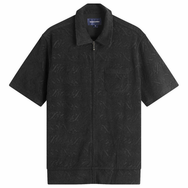 Photo: thisisneverthat Men's Terry Shortsleeve Zip Shirt in Black