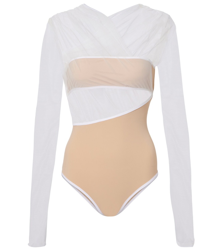 Photo: Nensi Dojaka Cutout ruched sheer bodysuit