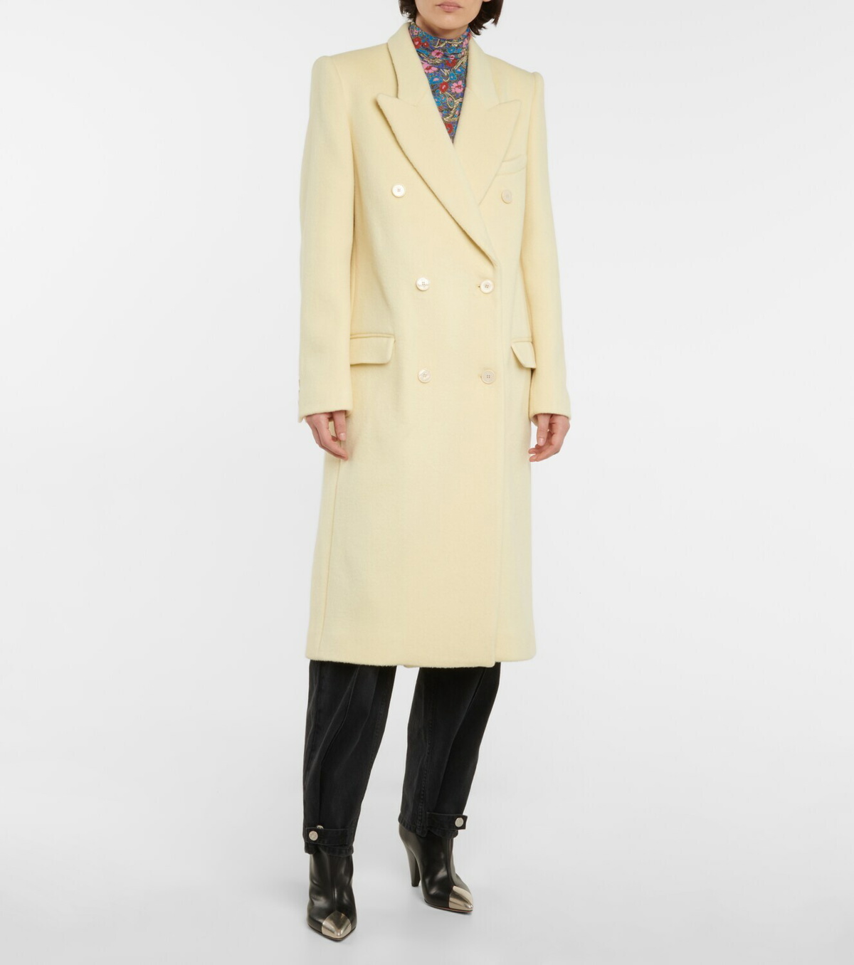Isabel Marant - Theodore Double-Breasted wool-blend Coat - Womens - Light Yellow