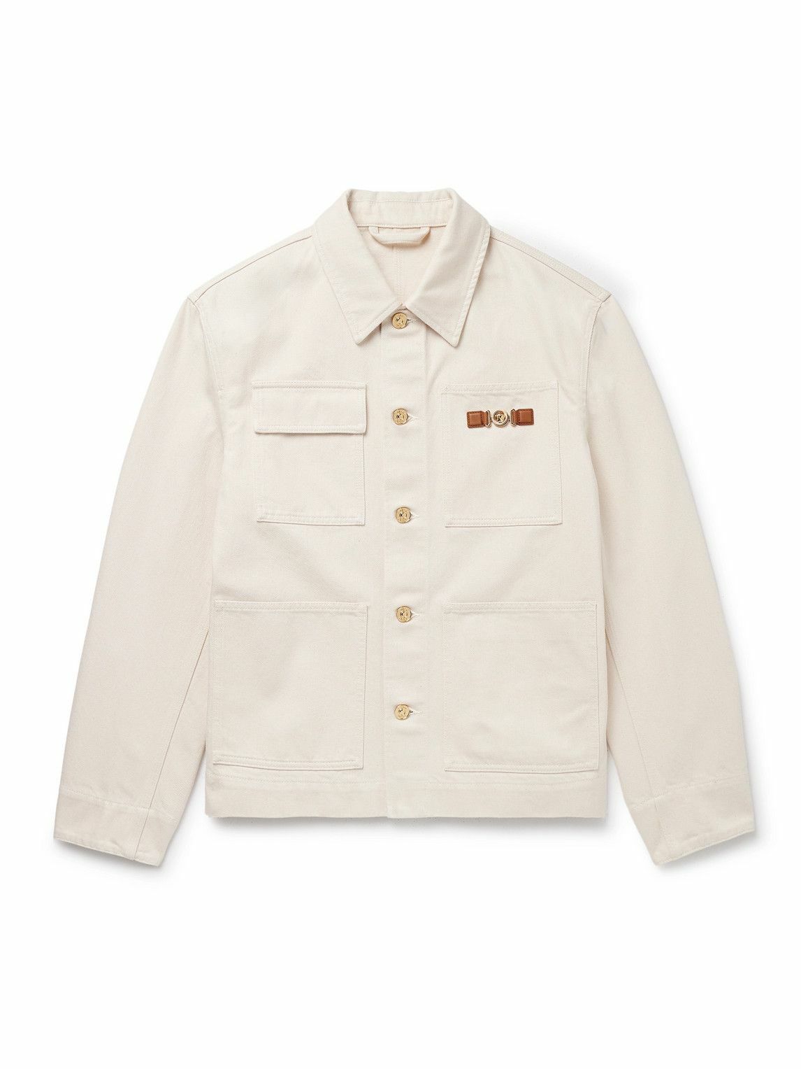 Versace - Embellished Denim Jacket - Neutrals