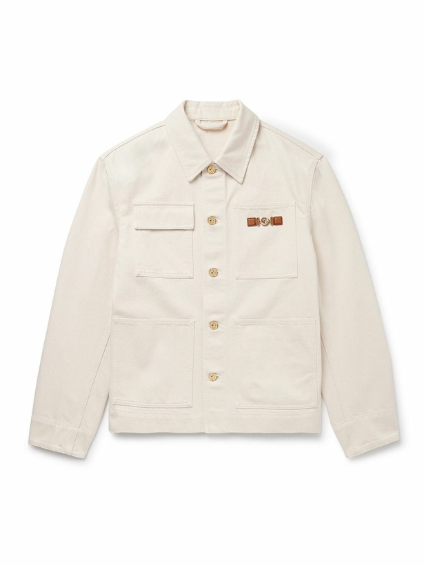 Photo: Versace - Embellished Denim Jacket - Neutrals