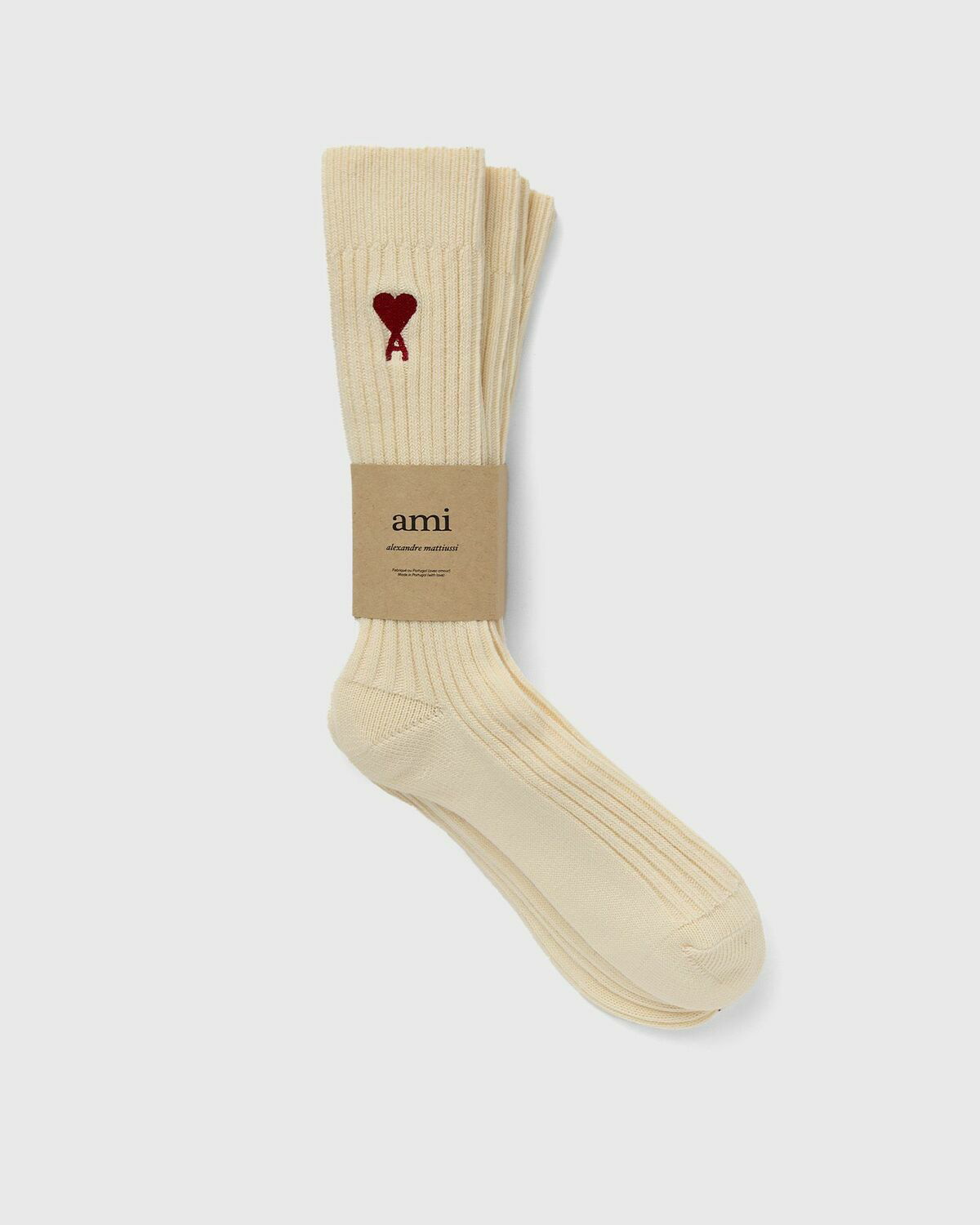 タイツ・ソックス AMI PARIS 3-pack logo embroidery socks White Ami Paris Three Pack Ami De Coeur Socks White Socks AMI