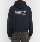 Balenciaga - Printed Loopback Cotton-Jersey Hoodie - Men - Navy