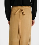 The Row Danas suede wrap skirt
