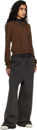 Entire Studios Brown Lightweight Cropped Zip Up Hoodie