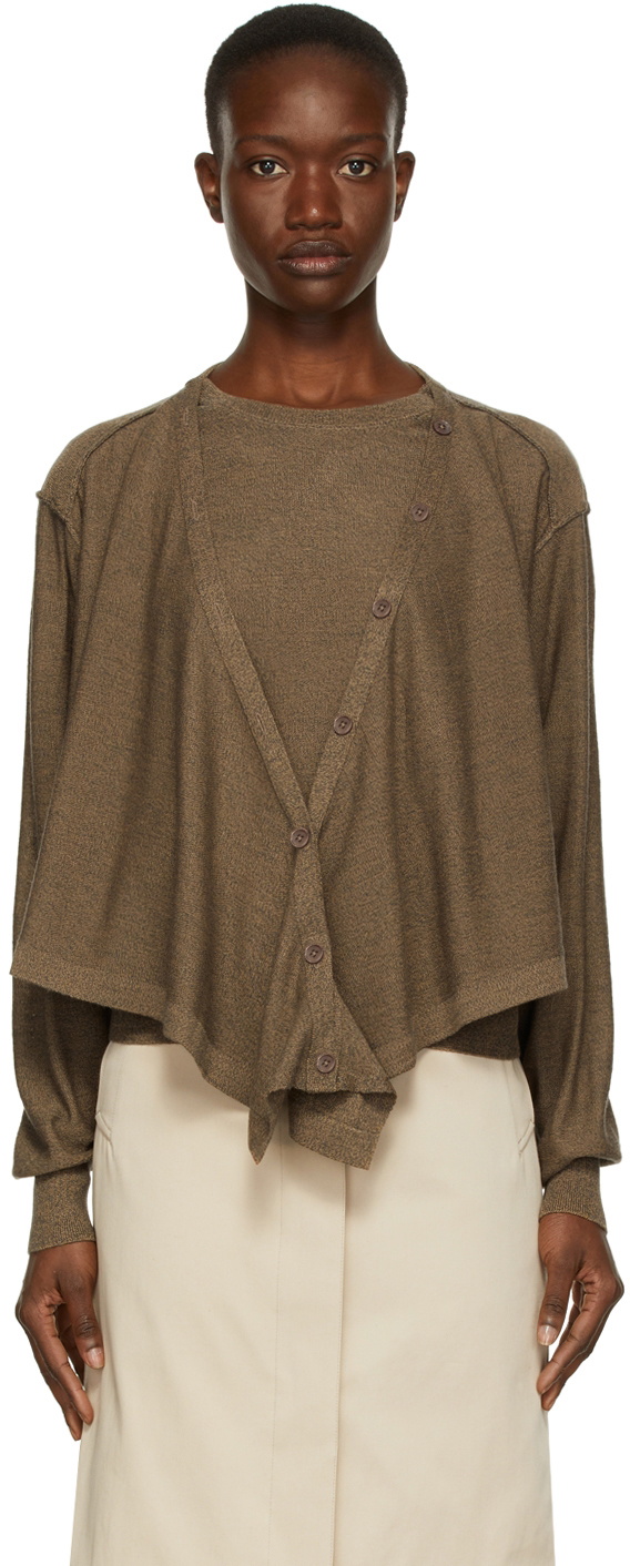 Lemaire Brown Double Layer Cardigan Lemaire