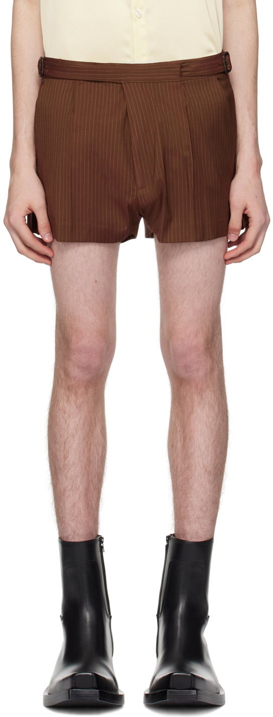 EGONlab Brown Double Buckle Shorts