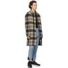 AMI Alexandre Mattiussi White and Black Tartan Car Coat