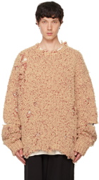 doublet Beige Oversized Damaged Sweater