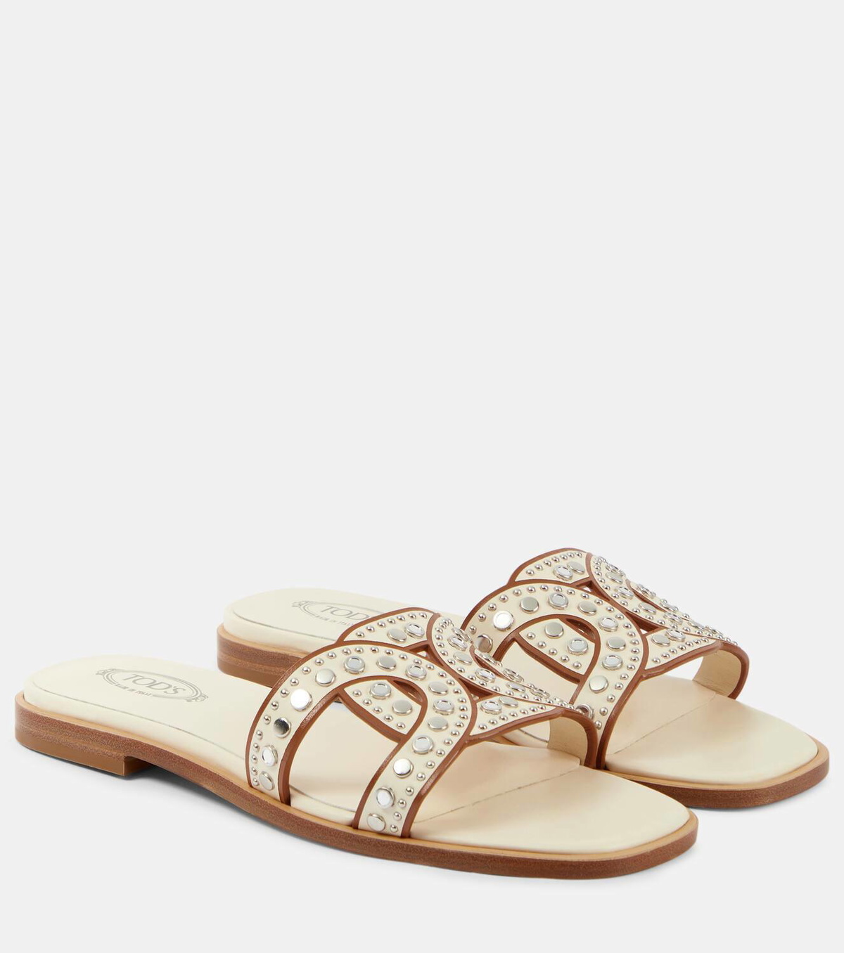 Tod's Raffia and leather slides