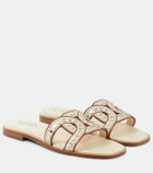 Tod's Raffia and leather slides