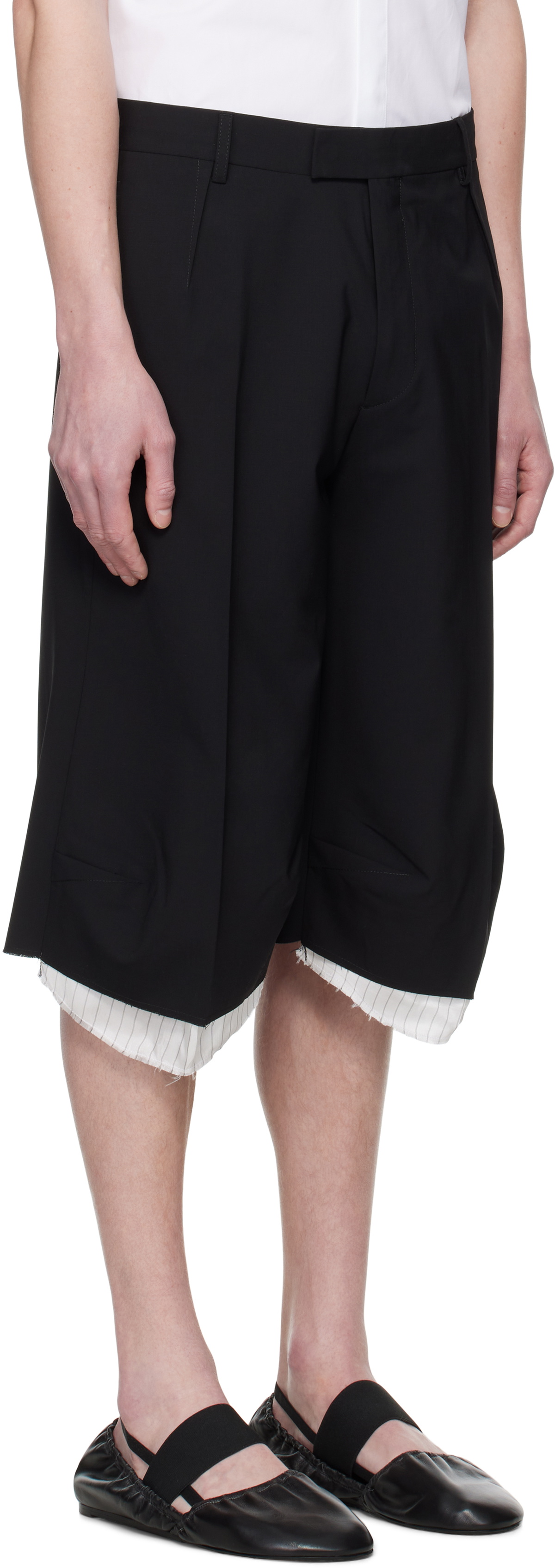 ALAINPAUL Black Knee Tailored Shorts