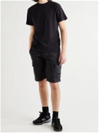 C.P. COMPANY - Logo-Appliquéd Garment-Dyed Cotton-Blend Cargo Shorts - Black