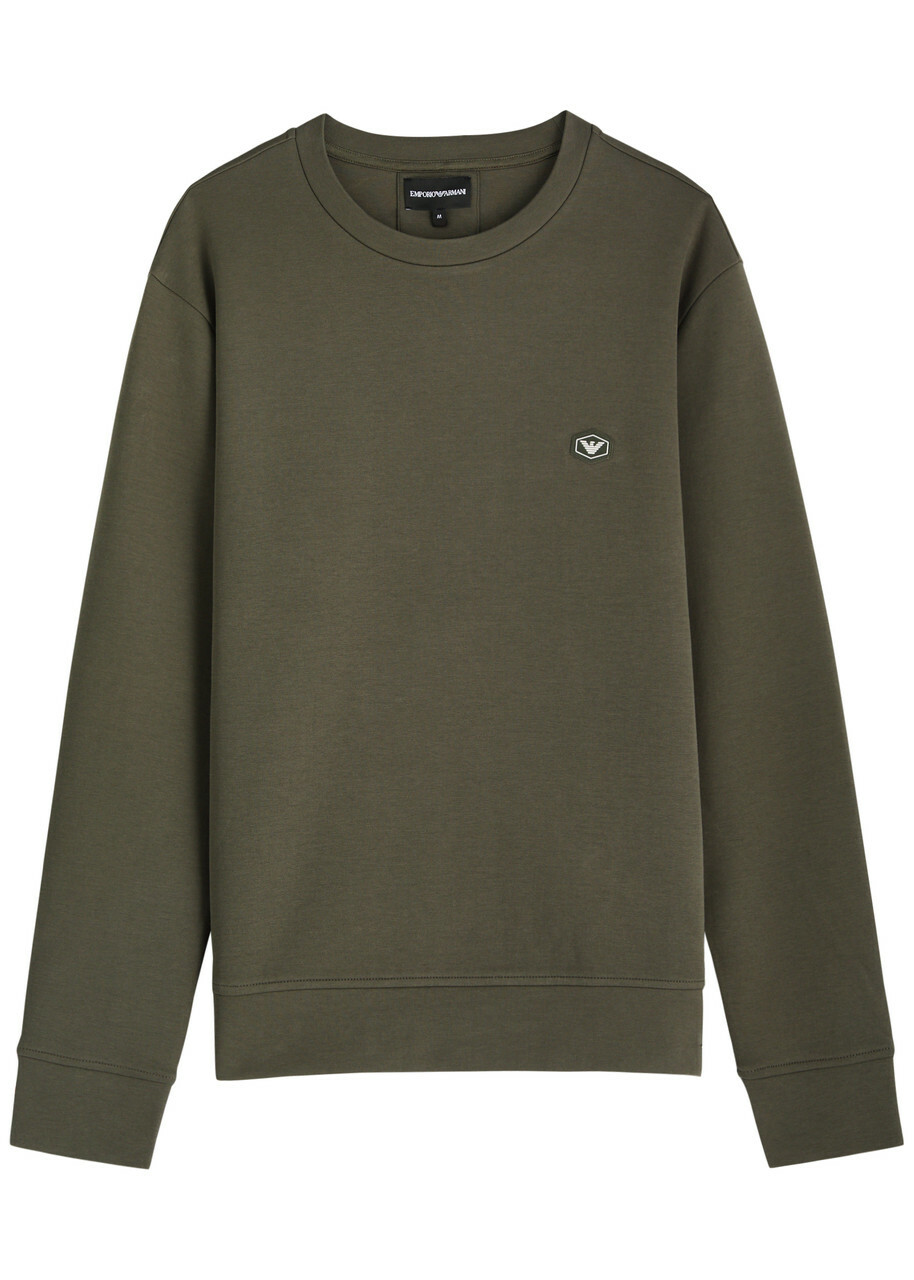 Emporio Armani Logo Stretch-cotton Sweatshirt Khaki