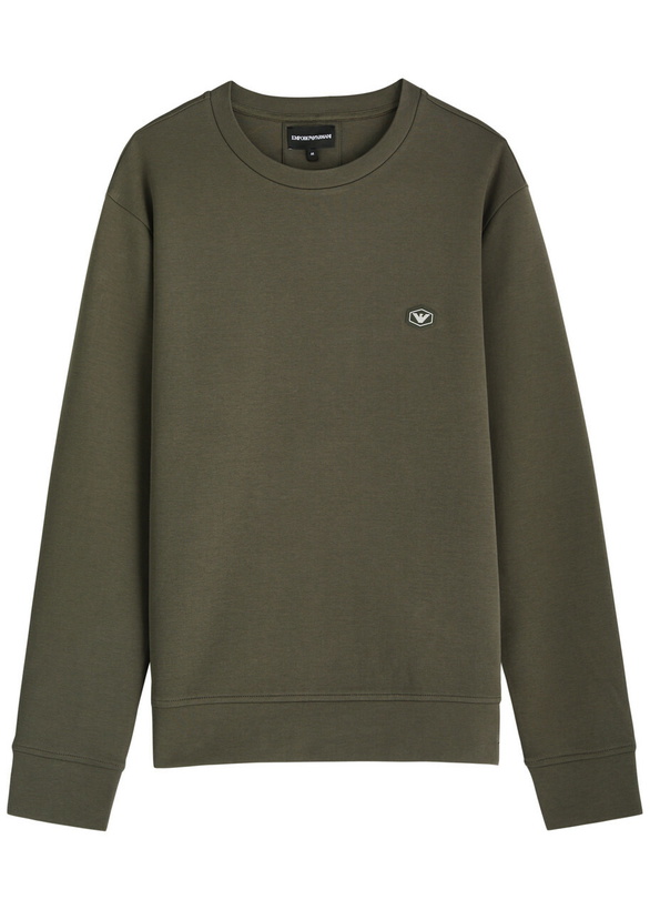 Photo: Emporio Armani Logo Stretch-cotton Sweatshirt Khaki