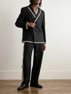 BODE - Double-Breasted Lace-Trimmed Wool Tuxedo Jacket - Black