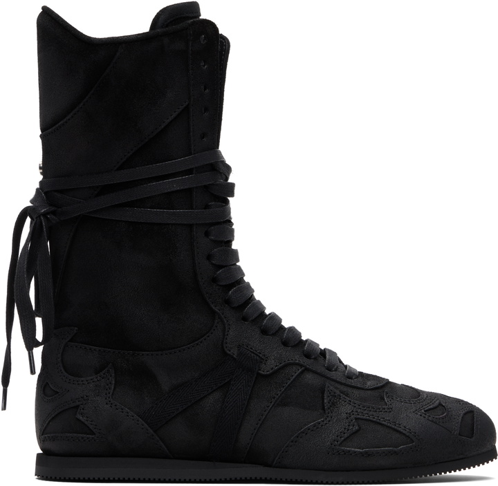 Photo: Ann Demeulemeester Black Palne High-Top Boxing Sneakers