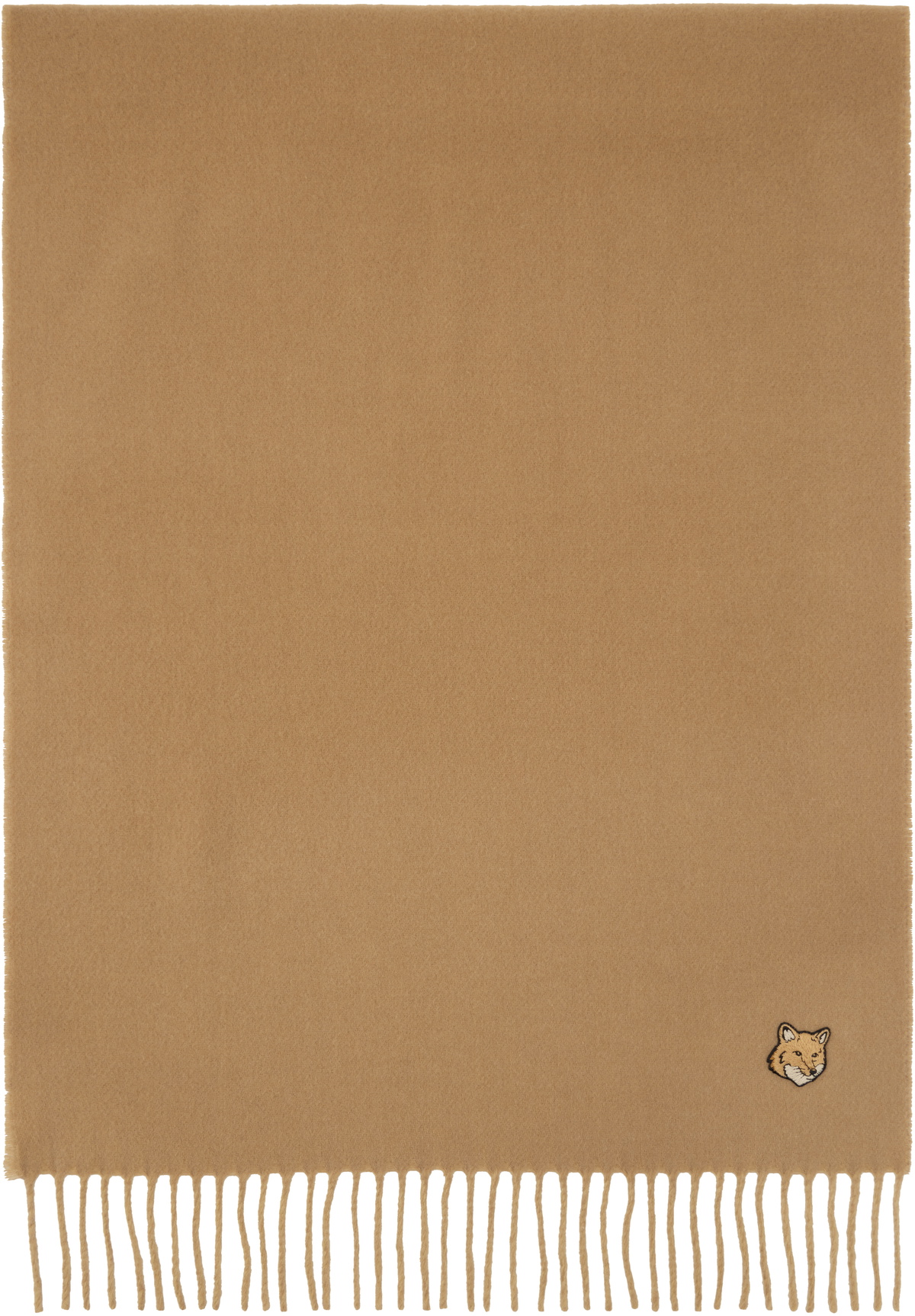 Maison Kitsuné Beige Fox Head Double Face Scarf