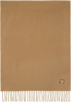 Maison Kitsuné Beige Fox Head Double Face Scarf