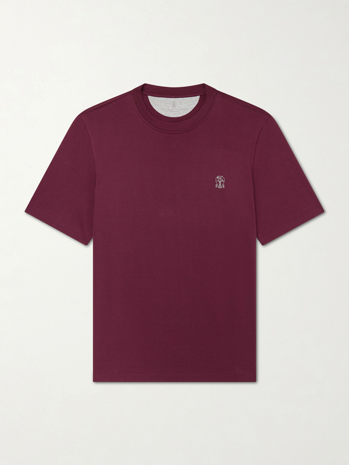 Brunello Cucinelli - Logo-Print Cotton-Jersey T-Shirt - Burgundy