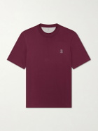 Brunello Cucinelli - Logo-Print Cotton-Jersey T-Shirt - Burgundy