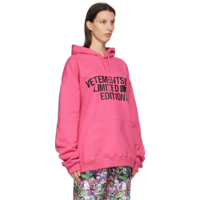 VETEMENTS Pink Limited Edition Big Logo Hoodie