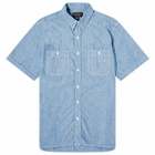 Beams Plus Men's Short Sleeve Chambray Work Shirt in Sax