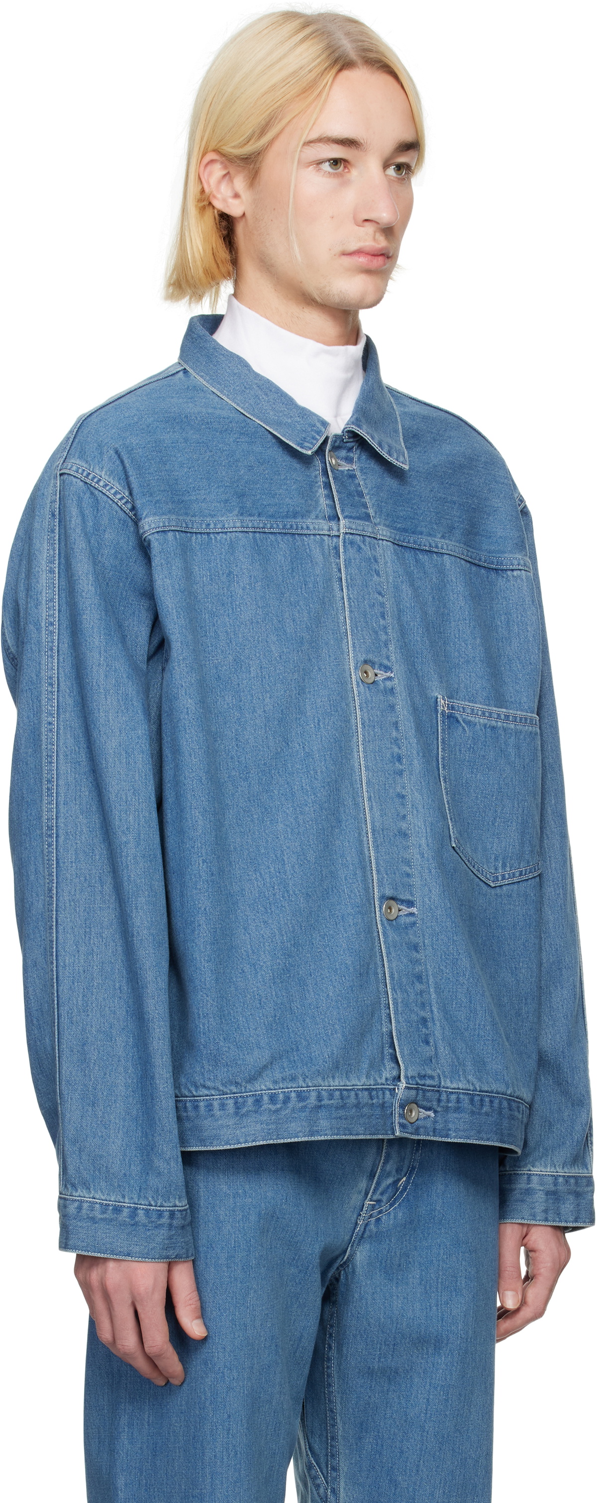 nanamica Blue Short Denim Jacket Nanamica