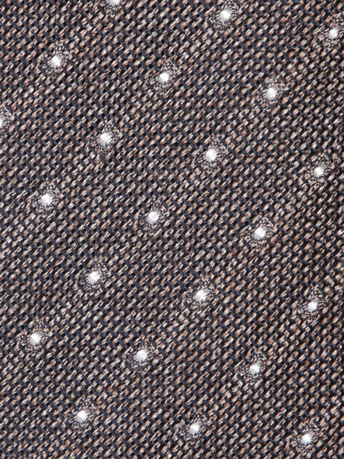 Canali Brown Silk Tie With White Polka Dots