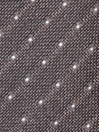 Canali Brown Silk Tie With White Polka Dots