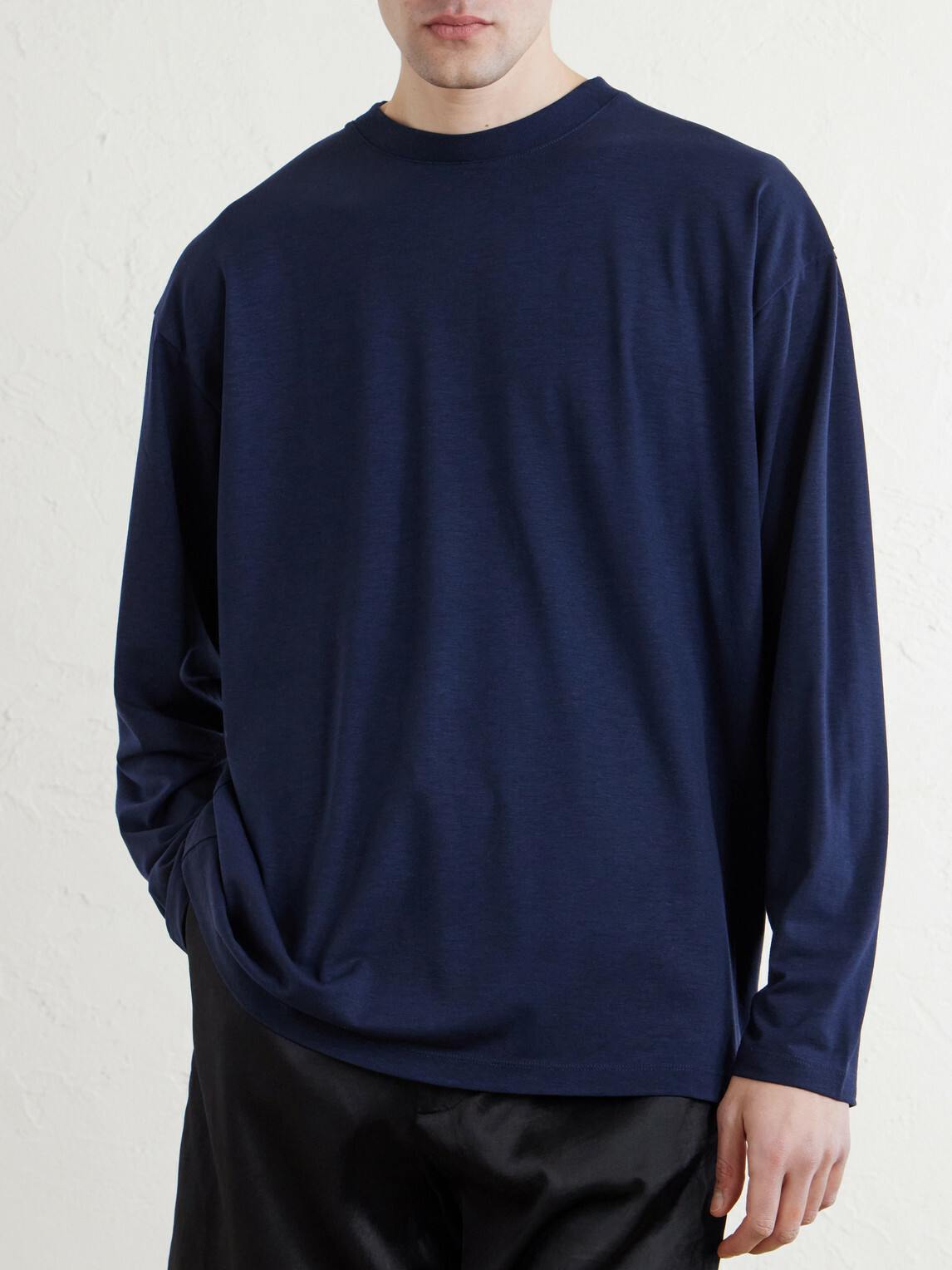 ATON - Wool Long-Sleeved T-Shirt - Blue