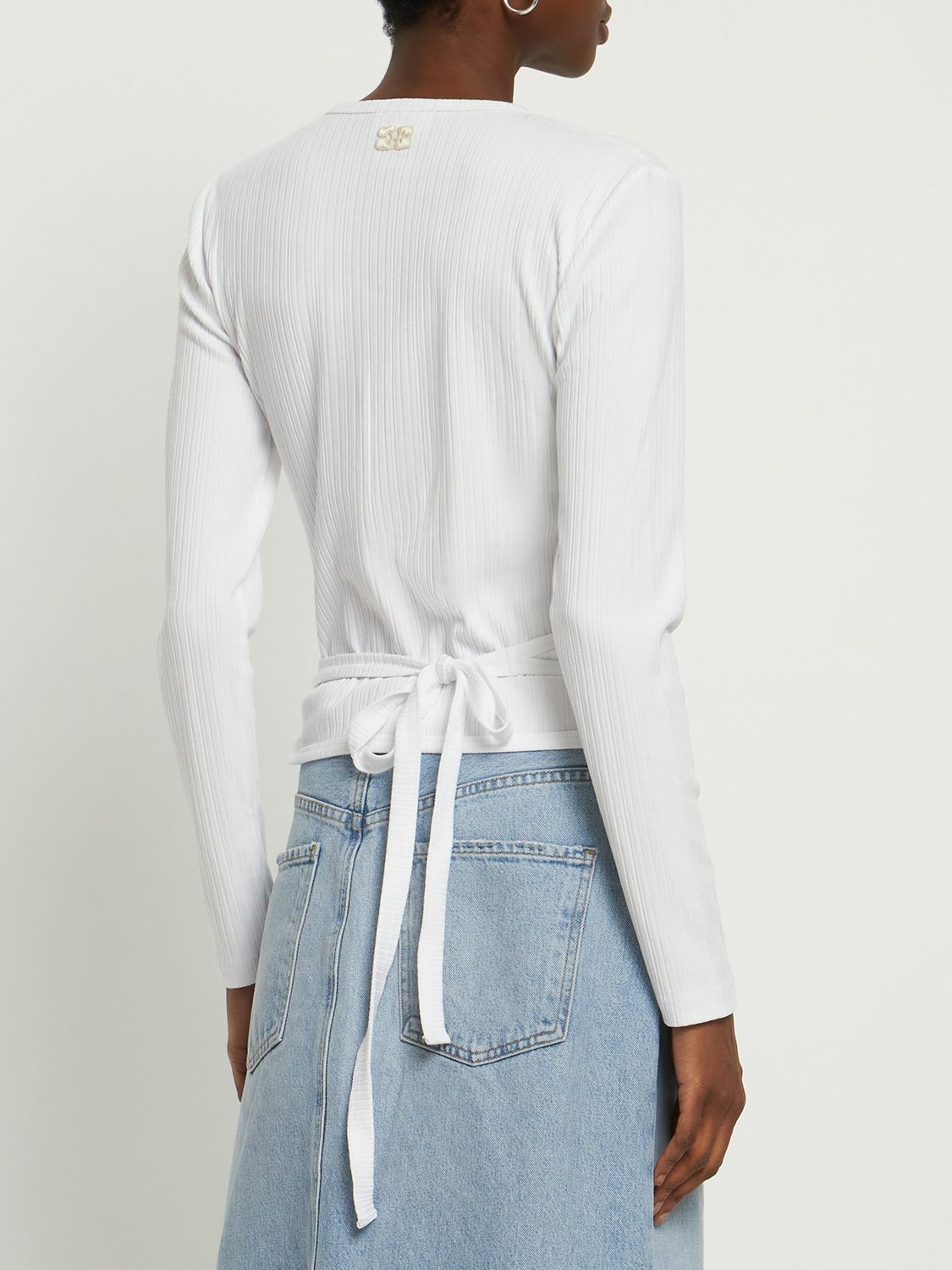 GANNI - Ribbed Jersey Wrap Top GANNI