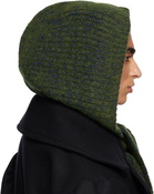 Dries Van Noten Green Hooded Wool Scarf