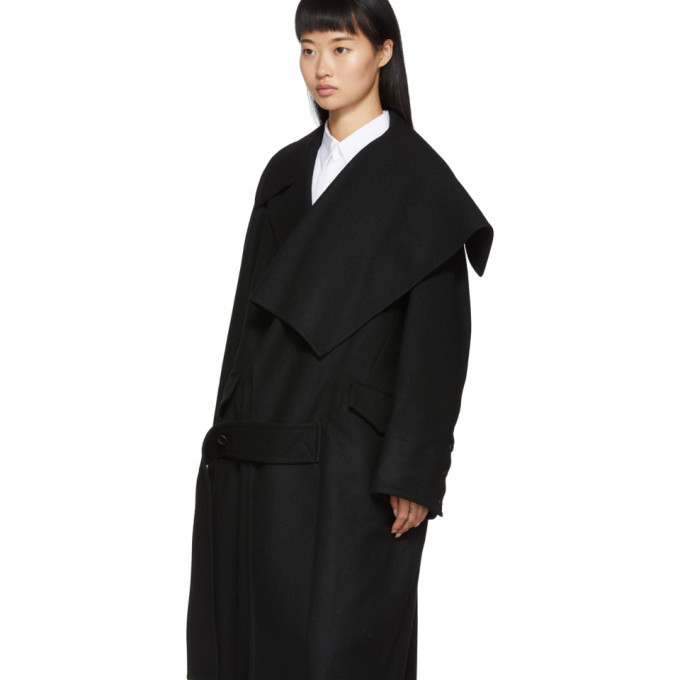 Yohji Yamamoto Black Left Collar Big Coat Yohji Yamamoto