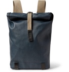 Brooks England - Pickwick Small Leather-Trimmed Coated Cotton-Canvas Backpack - Blue