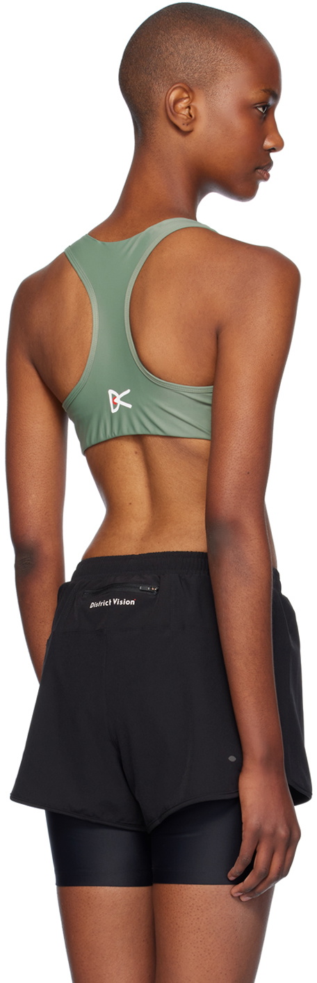 District Vision Green Twin Layer Medium Support Sport Bra