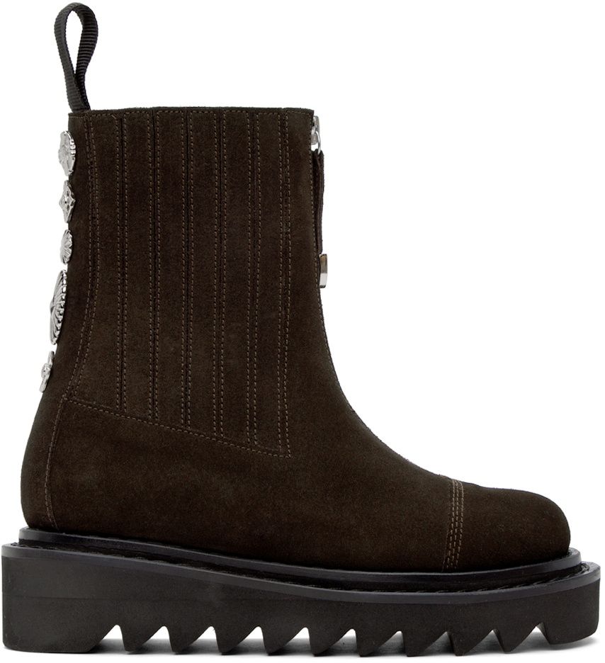 Toga Pulla Brown Zipper Boots Toga Pulla